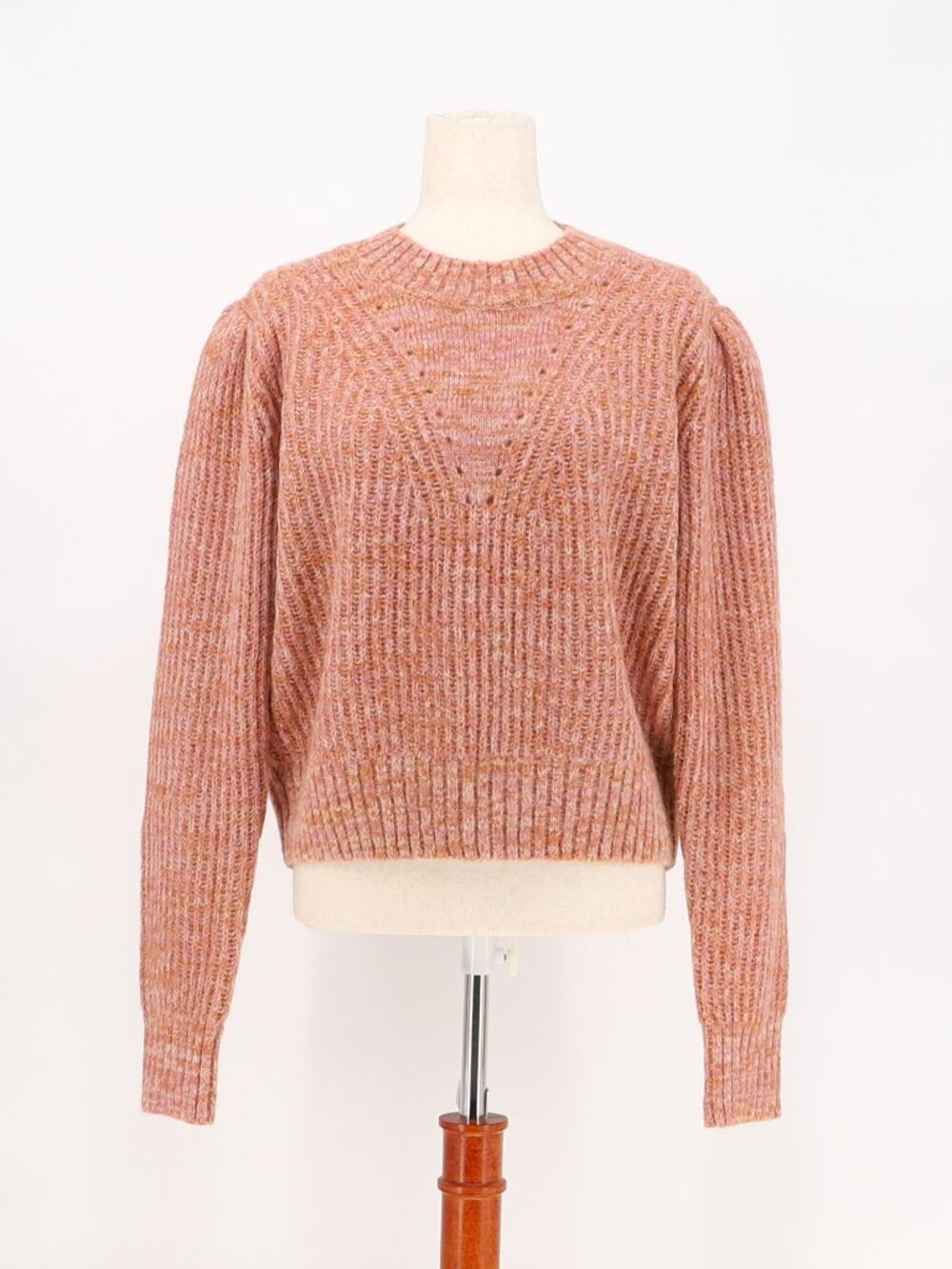 SCOTCH & SODA Puff Shoulder Alpaca Blend Crewneck Sweater Pink Orange Size M